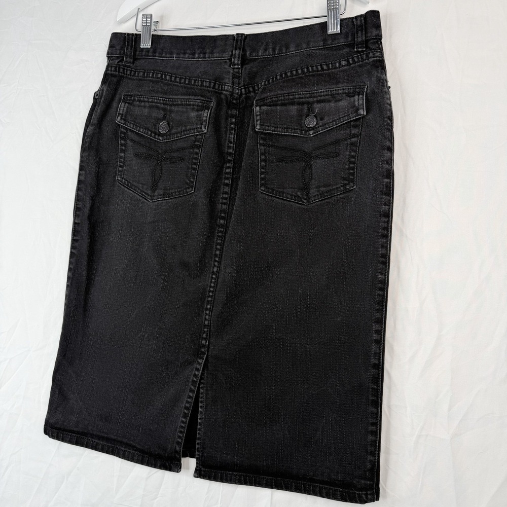 Lauren Jeans Co Ralph Lauren Denim Skirt Women's SZ-8 Black Stretch Cotton - Picture 9 of 15